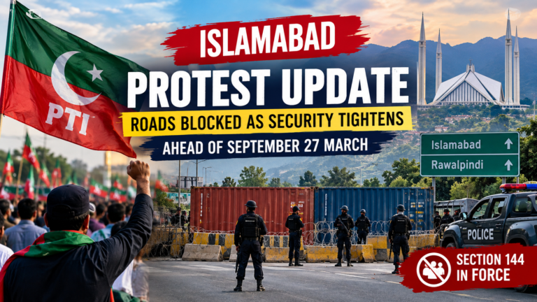 Islamabad Protest Update Roads Blocked as Security Tightens Ahead of September 27 March