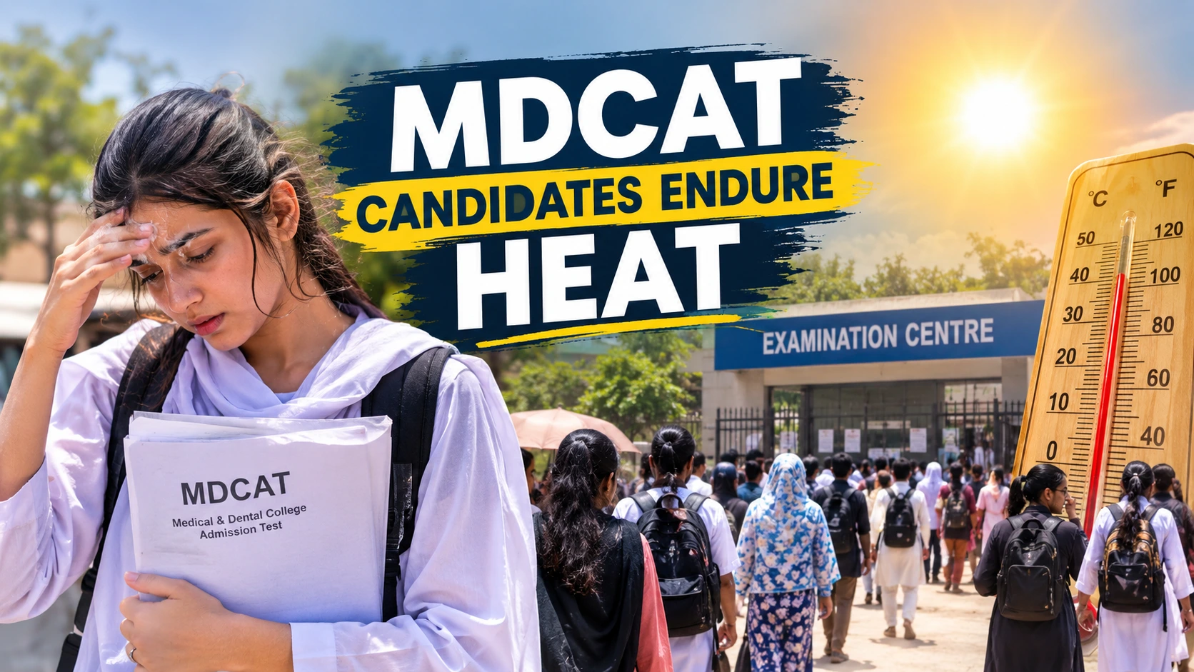 MDCAT Candidates Endure Heat and Difficult Conditions During Medical Entrance Test