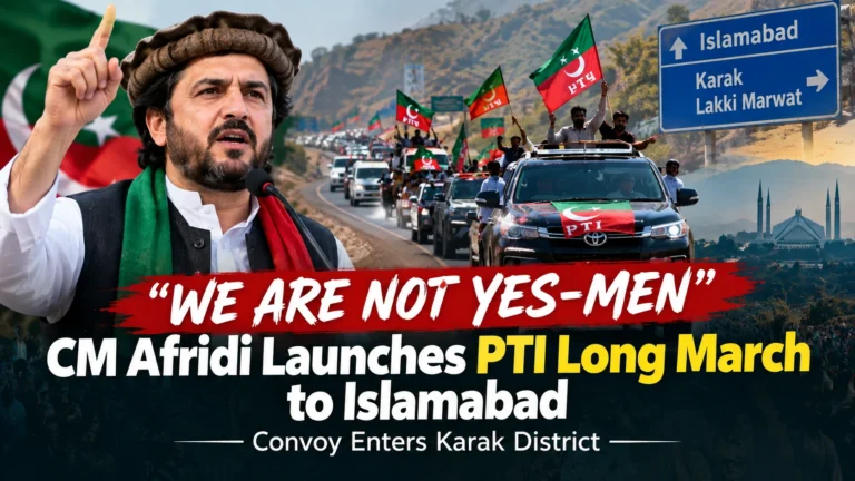 PTI Long March to Islamabad Begins as CM Sohail Afridi Leads Convoy